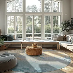 Round rug - Lesley (blue/grey/turquoise)