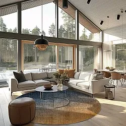 Round rug - Librilla (brown/blue)