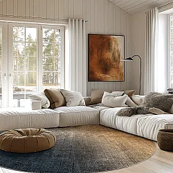 Round rug - Librilla (brown/blue)