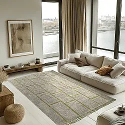 Shaggy rugs - Lindley Natural Cotton Shaggy (greige/green)