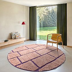 Round rug - Lindley Natural Cotton Shaggy (pink/purple)