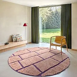 Round rug - Lindley Natural Cotton Shaggy (pink/purple)