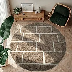 Round rug - Lindley Natural Cotton Shaggy (taupe/grey)