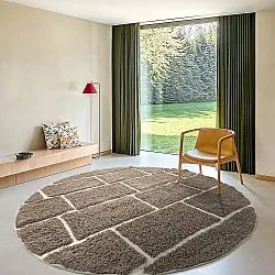 Round rug - Lindley Natural Cotton Shaggy (taupe/grey)