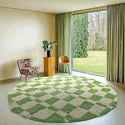 Round rug - Maranello Natural Cotton Shaggy (green)