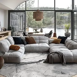 Round rug - Mermer (grey/white)