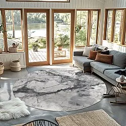 Round rug - Mermer (grey/white)