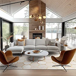 Wilton rug - Morino (beige/white/gold)