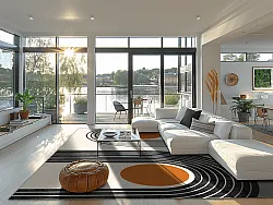Wilton rug - Moudania (beige/black/orange)