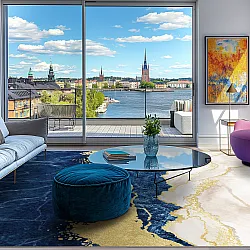 Wilton rug - Padova (blue/white/gold)