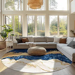 Round rug - Padova (blue/white/gold)