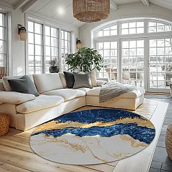 Round rug - Padova (blue/white/gold)
