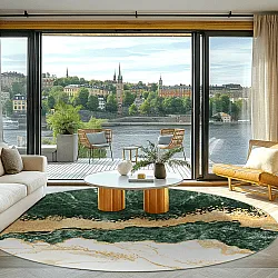 Round rug - Padova (green/white/gold)
