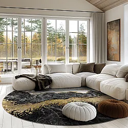 Round rug - Padova (black/white/gold)