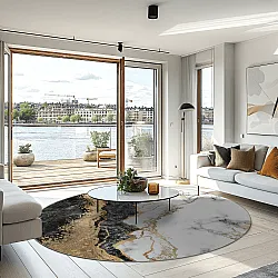 Round rug - Padova (black/white/gold)