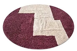 Round rug - Ricco Natural Cotton Shaggy (offwhite/burgundy)
