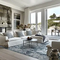 Wilton rug - Santi (bluish grey/white)
