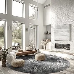 Round rug - Santi (dark grey/white)
