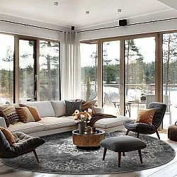 Round rug - Santi (dark grey/white)
