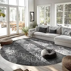 Round rug - Santi (dark grey/white)