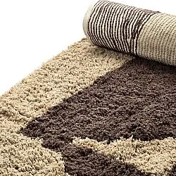 Round rug - Siberia Natural Cotton Shaggy (beige/brown)