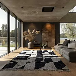 Shaggy rugs - Siberia Natural Cotton Shaggy (offwhite/black)