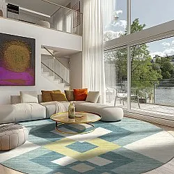 Round rug - Temara (blue/multi)