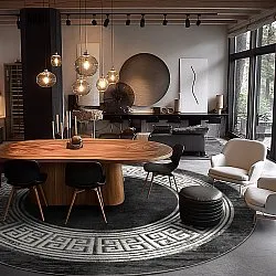 Round rug - Tilos (black/white)