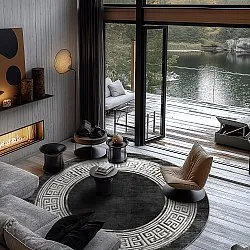 Round rug - Tilos (black/white)