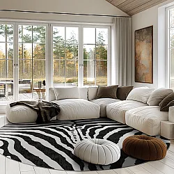 Round rug - Zebra (black/white)
