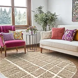 Round rug - Zola Natural Cotton Shaggy (beige)