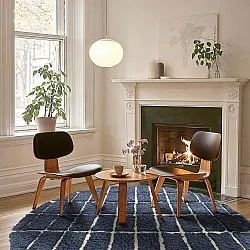 Round rug - Zola Natural Cotton Shaggy (blue)
