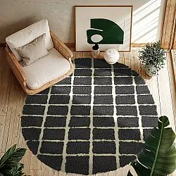 Round rug - Zola Natural Cotton Shaggy (dark grey)