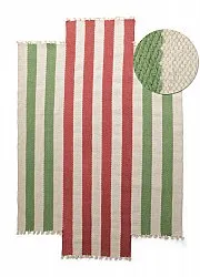 Irregular wool rug - Kystaro (cream/green/red)