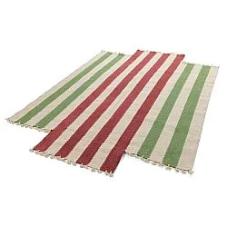 Irregular wool rug - Kystaro (cream/green/red)