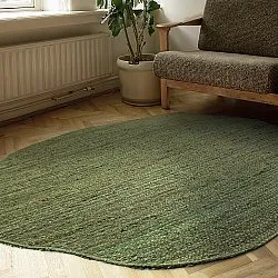 Irregular round jute rug - San Francisco (army green)