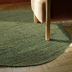 Irregular round jute rug - San Francisco (army green)