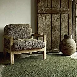 Irregular round jute rug - San Francisco (army green)