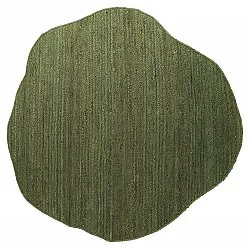 Irregular round jute rug - San Francisco (army green)