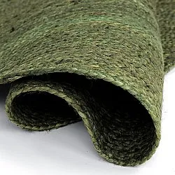 Irregular round jute rug - San Francisco (army green)