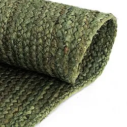 Irregular round jute rug - San Francisco (army green)