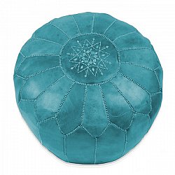 Pouf - Moroccan leather pouf (blue/turquoise)