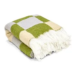 Throws - Wool blend throw - Audrey Check (beige/green/purple)