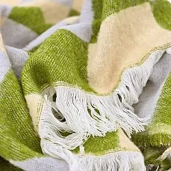 Throws - Wool blend throw - Audrey Check (beige/green/purple)