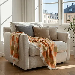 Throws - Wool blend throw - Audrey Check (beige/yellow/orange)