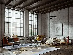 Wilton rug - Ekual (blue/grey/gold)
