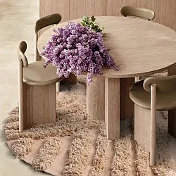 Round rug - Cazorla Natural Cotton Shaggy (beige)