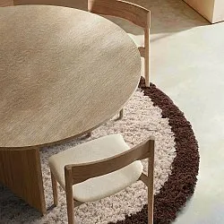 Round rug - Sagres Natural Cotton Shaggy (off-white/brown)