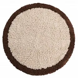 Round rug - Sagres Natural Cotton Shaggy (off-white/brown)