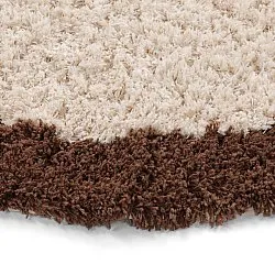 Round rug - Sagres Natural Cotton Shaggy (off-white/brown)